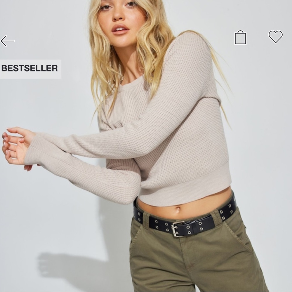 Cream waffle knit sweater